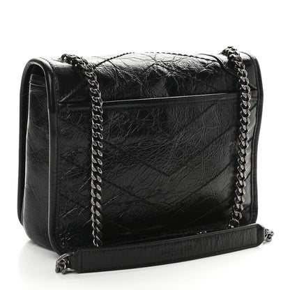 Saint Laurent Crinkled Calfskin Matelasse Monogram Niki Chain Wallet Black 3 of 10