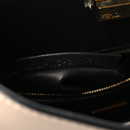 Fendi Vitello Tahiti Burro Medium Peekaboo Iconic Essentially Satchel Tortora Black 7 of 9