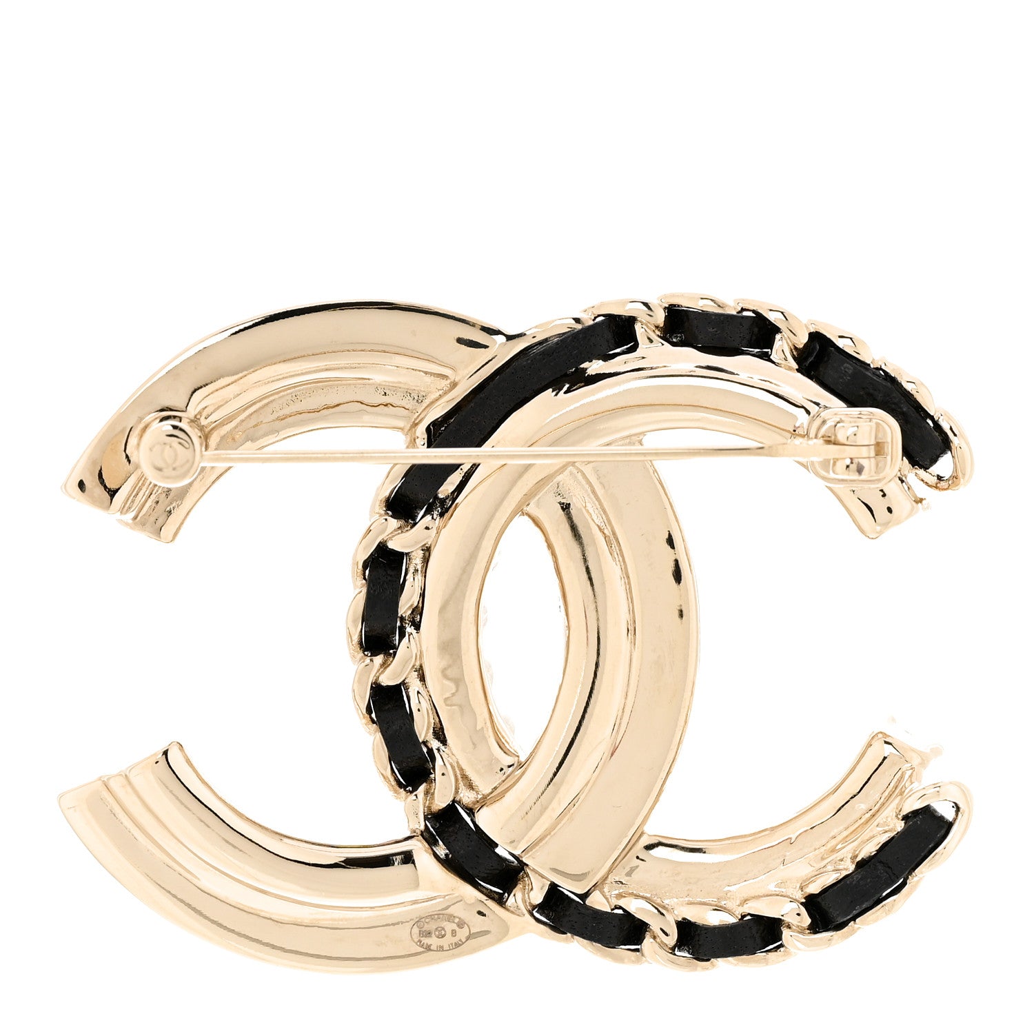 Chanel Lambskin Crystal CC Chain Brooch Black Gold 3 of 5