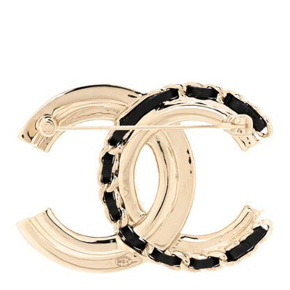 Chanel Lambskin Crystal CC Chain Brooch Black Gold 3 of 5