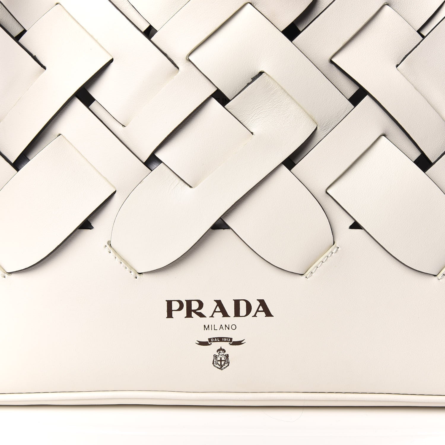 Prada Vitello Intreccio Tress Handbag White Black 10 of 10
