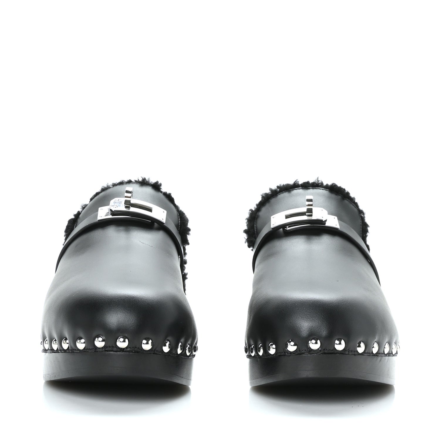 Calfskin Woolskin Carlotta Mules 38 Black
