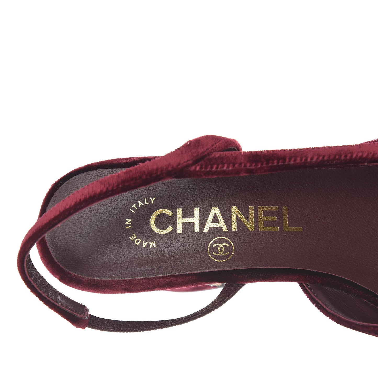 Velvet Grosgrain Cap Toe CC Slingback Pumps 35.5 Burgundy Black