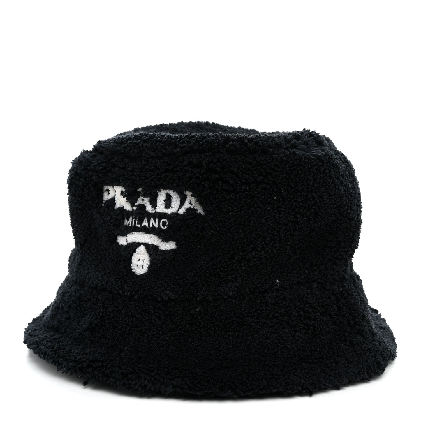 Terry Cloth Logo Embroidered Womens Bucket Hat S Black White