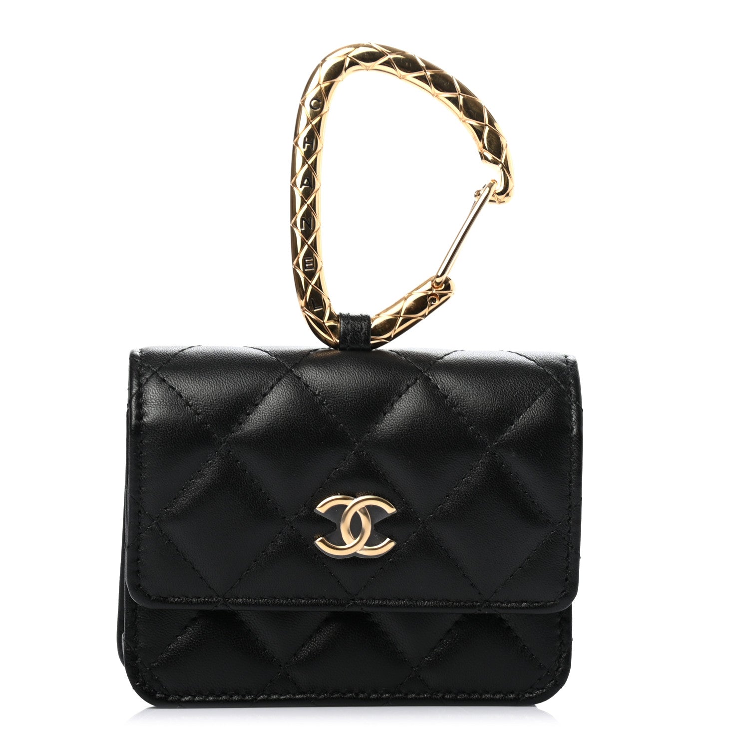 Chanel Lambskin Quilted CC Hook Card Holder Black 1 of 8