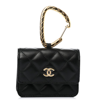 Chanel Lambskin Quilted CC Hook Card Holder Black 1 of 8