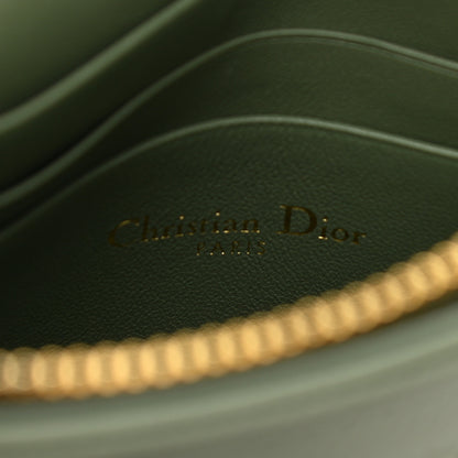 Christian Dior Calfskin Cannage Caro Zipped Pouch With Chain Cedar Green 6 of 10