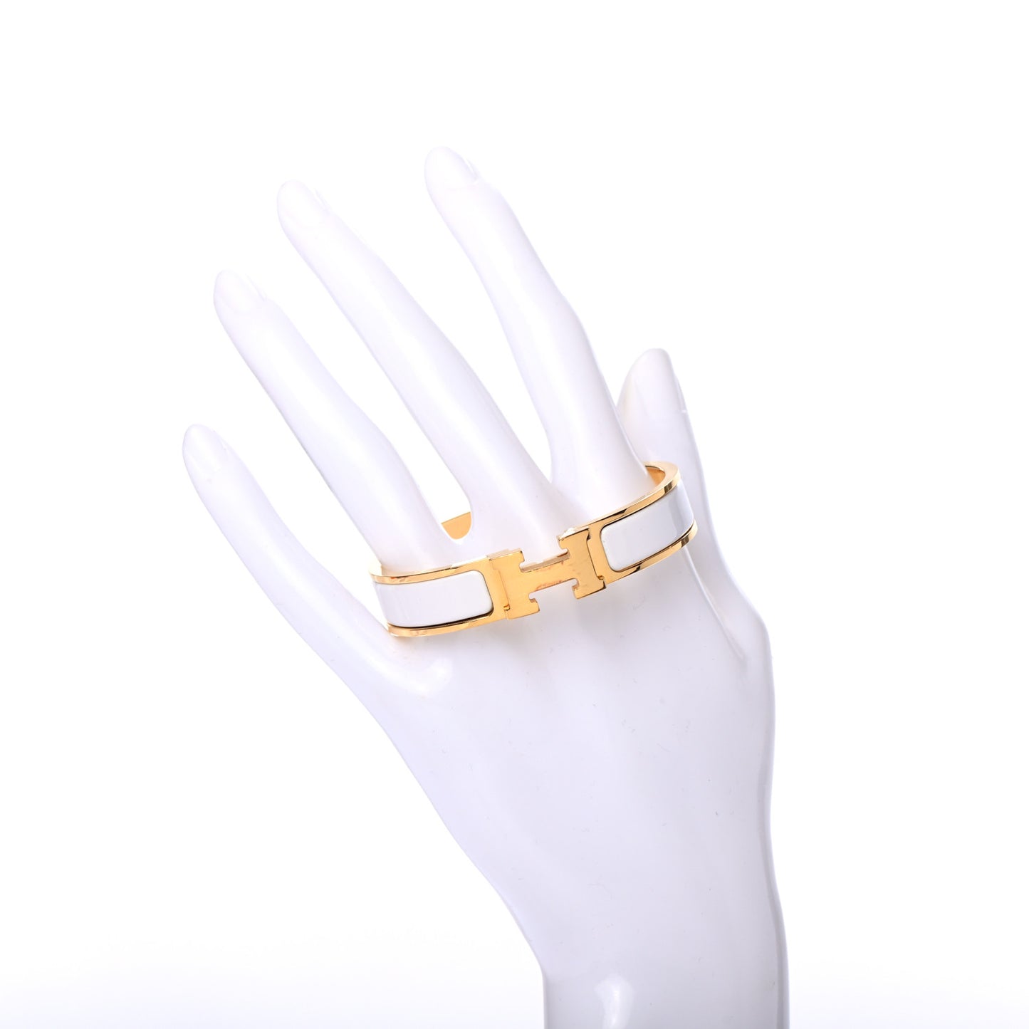 Enamel Narrow Clic Clac H Bracelet PM White