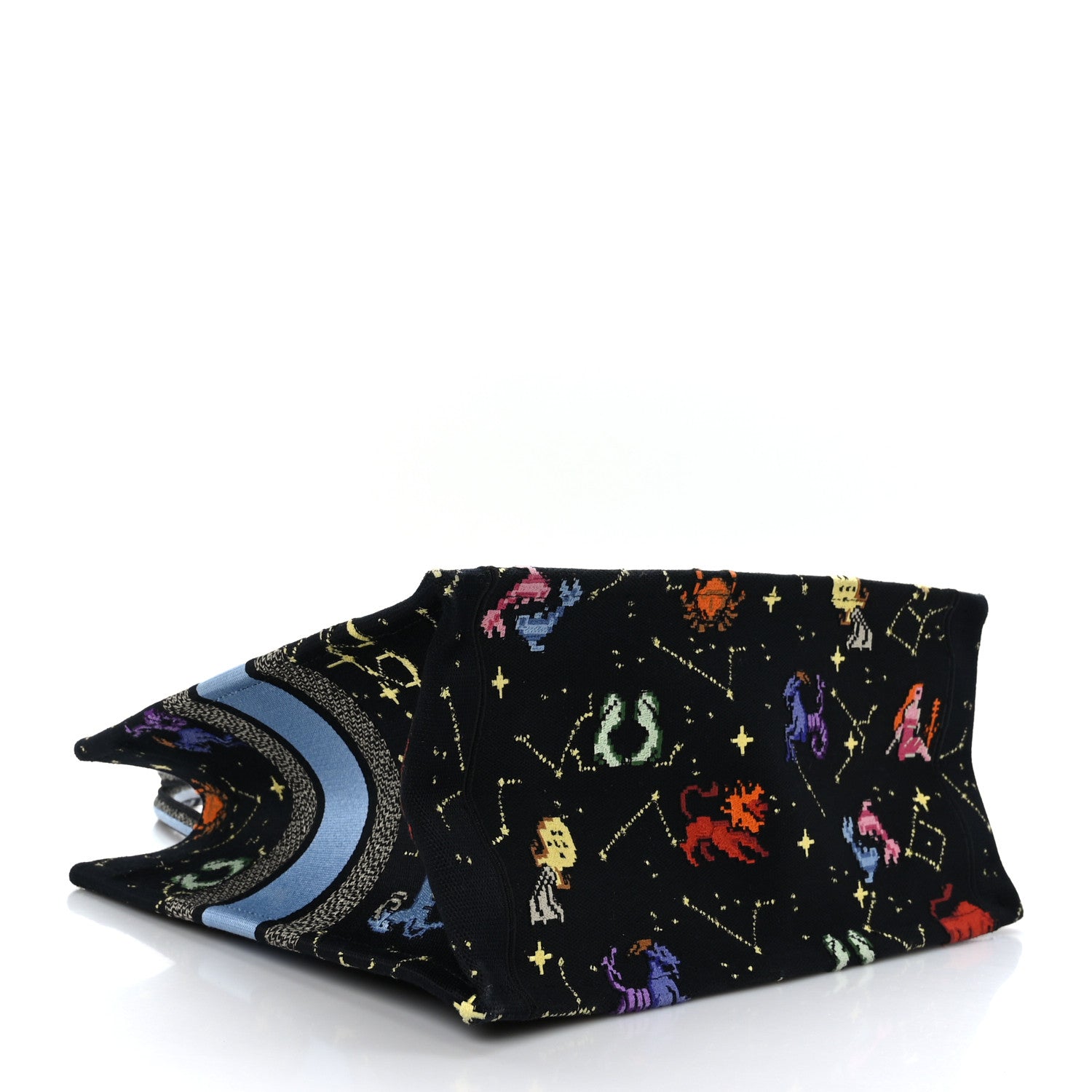 Christian Dior Canvas Embroidered Medium Pixel Zodiac Book Tote Black Multicolor 4 of 9