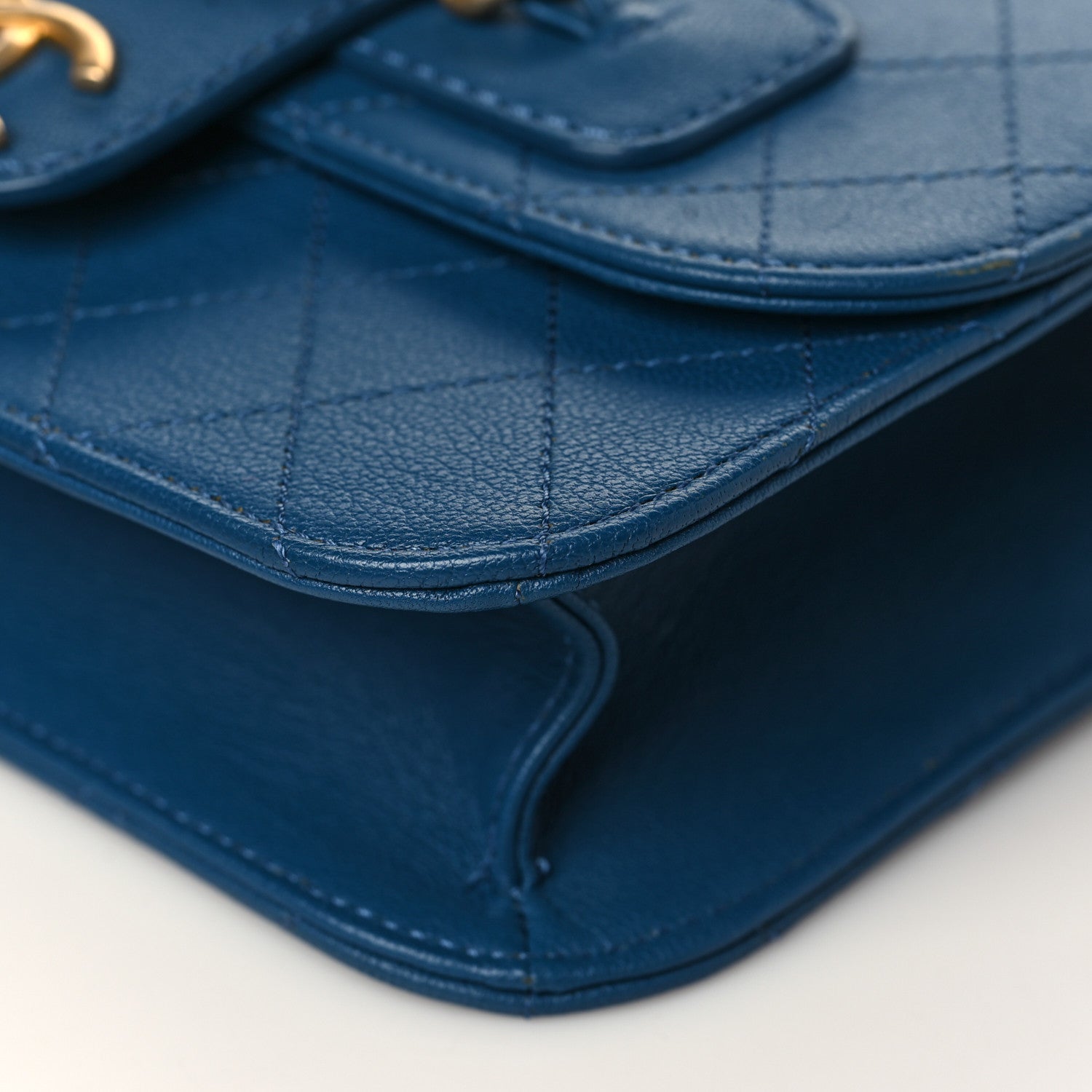 Chanel Sheepskin Stitched Chain Flap Bag Blue 9 of 9