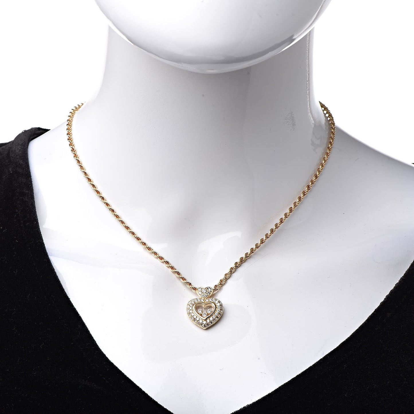 18K Yellow Gold Happy Diamonds Icons Heart Pendant Necklace