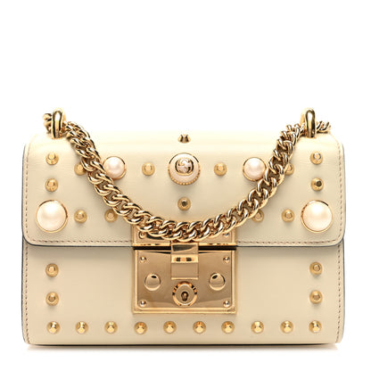 Gucci Calfskin Studded Small Padlock Shoulder Bag White 1 of 10