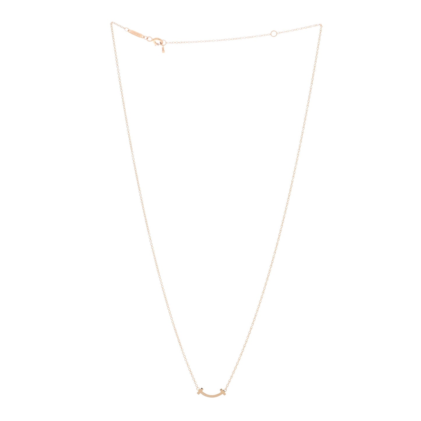 18K Rose Gold Mini T Smile Pendant Necklace