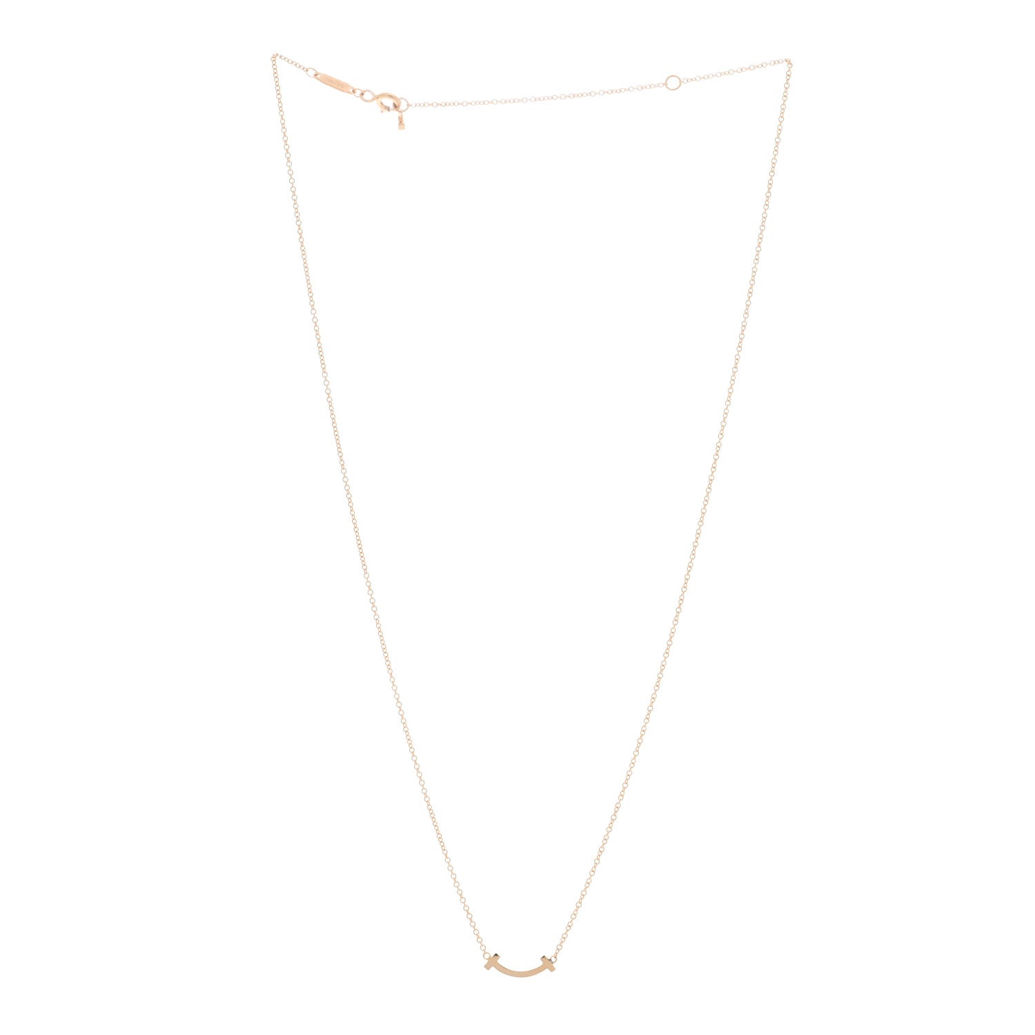 Tiffany 18K Rose Gold Mini T Smile Pendant Necklace 3 of 4