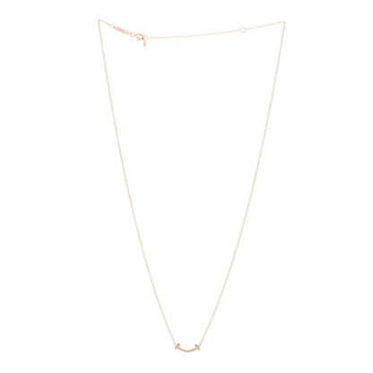 Tiffany 18K Rose Gold Mini T Smile Pendant Necklace 3 of 4