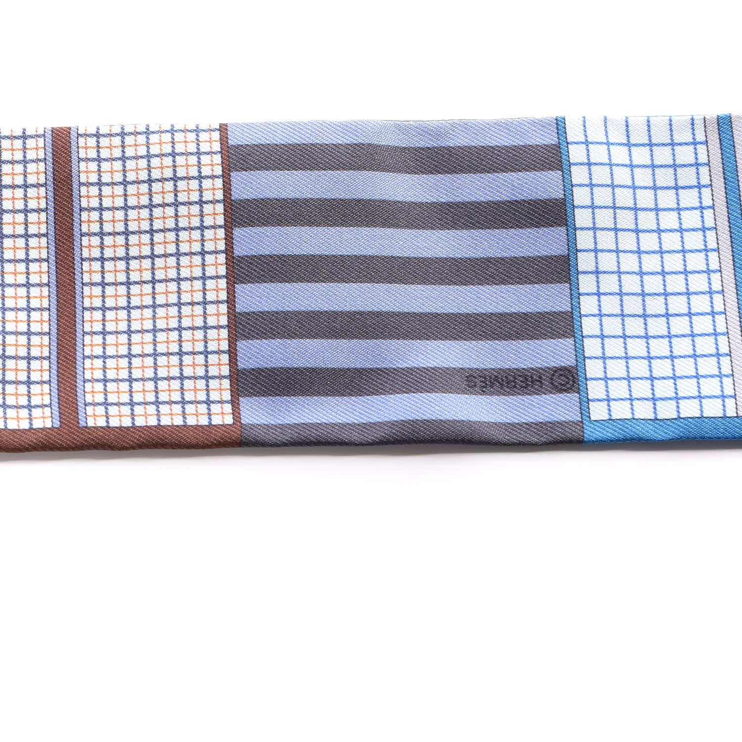 Hermes Silk Couvertures Nouvelles Twilly Marine Noisette Ciel 4 of 4