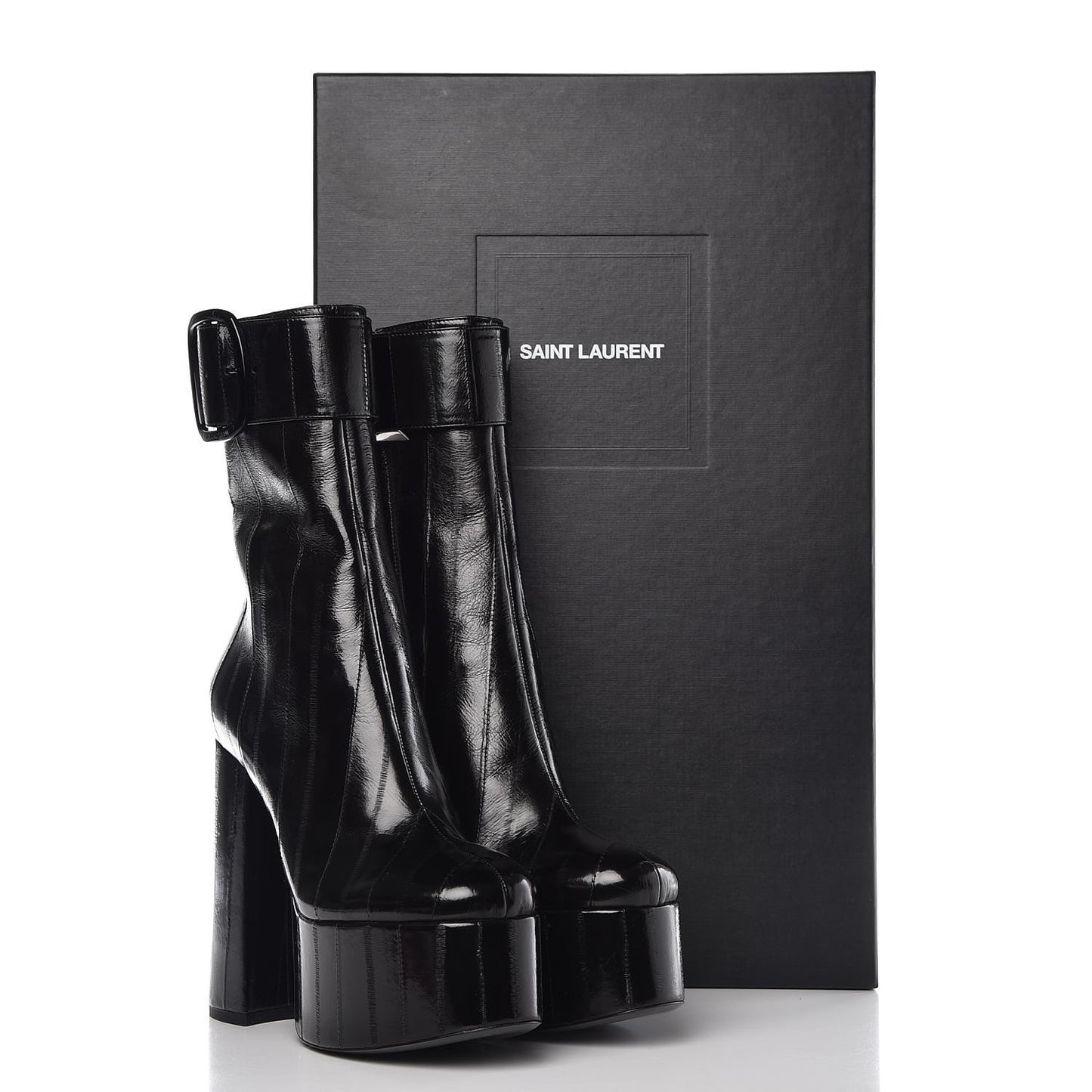 Shiny Eel Billy 140 Platform Boots 38 Black