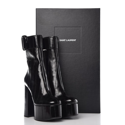 Saint Laurent Shiny Eel Billy 140 Platform Boots 38 Black 9 of 9