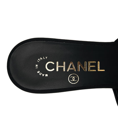 Chanel Goatskin Grosgrain Cap Toe Pearl Mule 35.5 Black 8 of 9