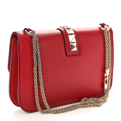 Valentino Garavani Vitello Medium Glam Lock Rockstud Flap Red 3 of 10
