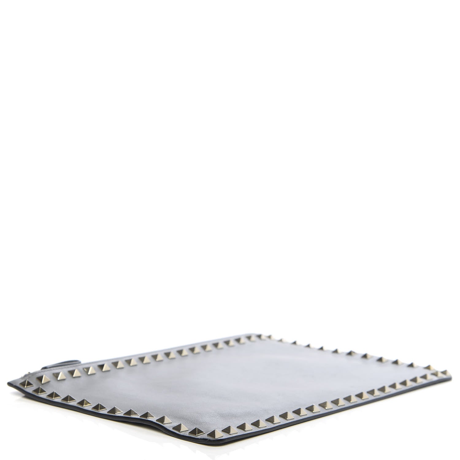 Valentino Garavani Vitello Large Rockstud Zip Pouch Pastel Grey 4 of 7