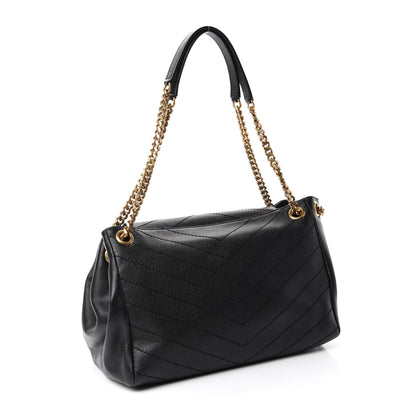 Saint Laurent Grain De Poudre Chevron Monogram Medium Nolita Black 3 of 10