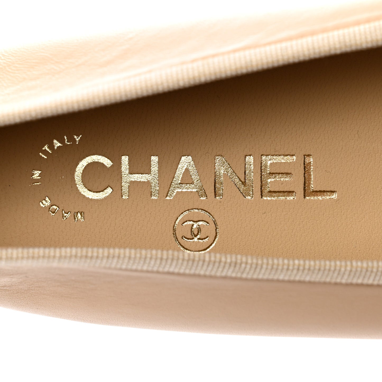 Lambskin Cap Toe CC Ballerina Flats 38 Beige Black