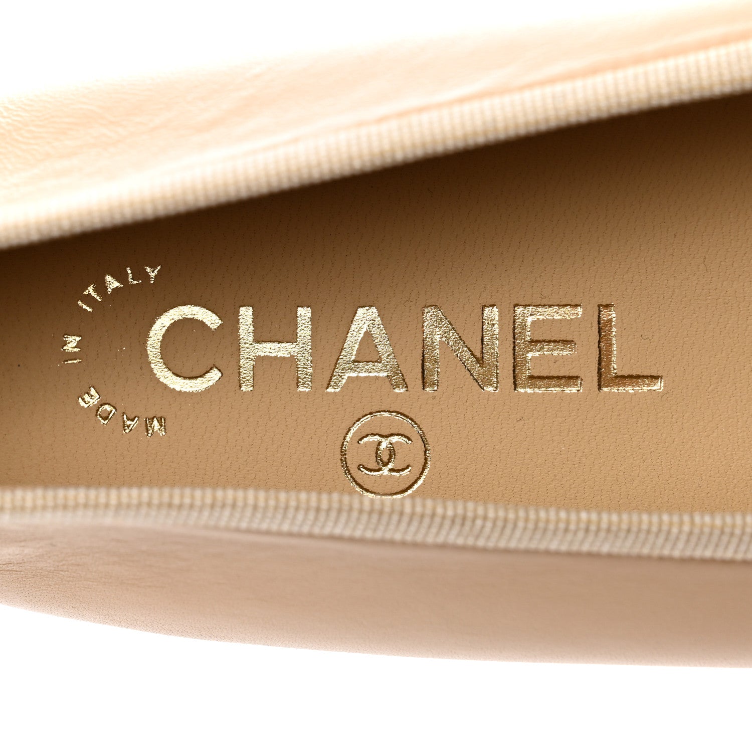 Chanel Lambskin Cap Toe CC Ballerina Flats 38 Beige Black 7 of 10