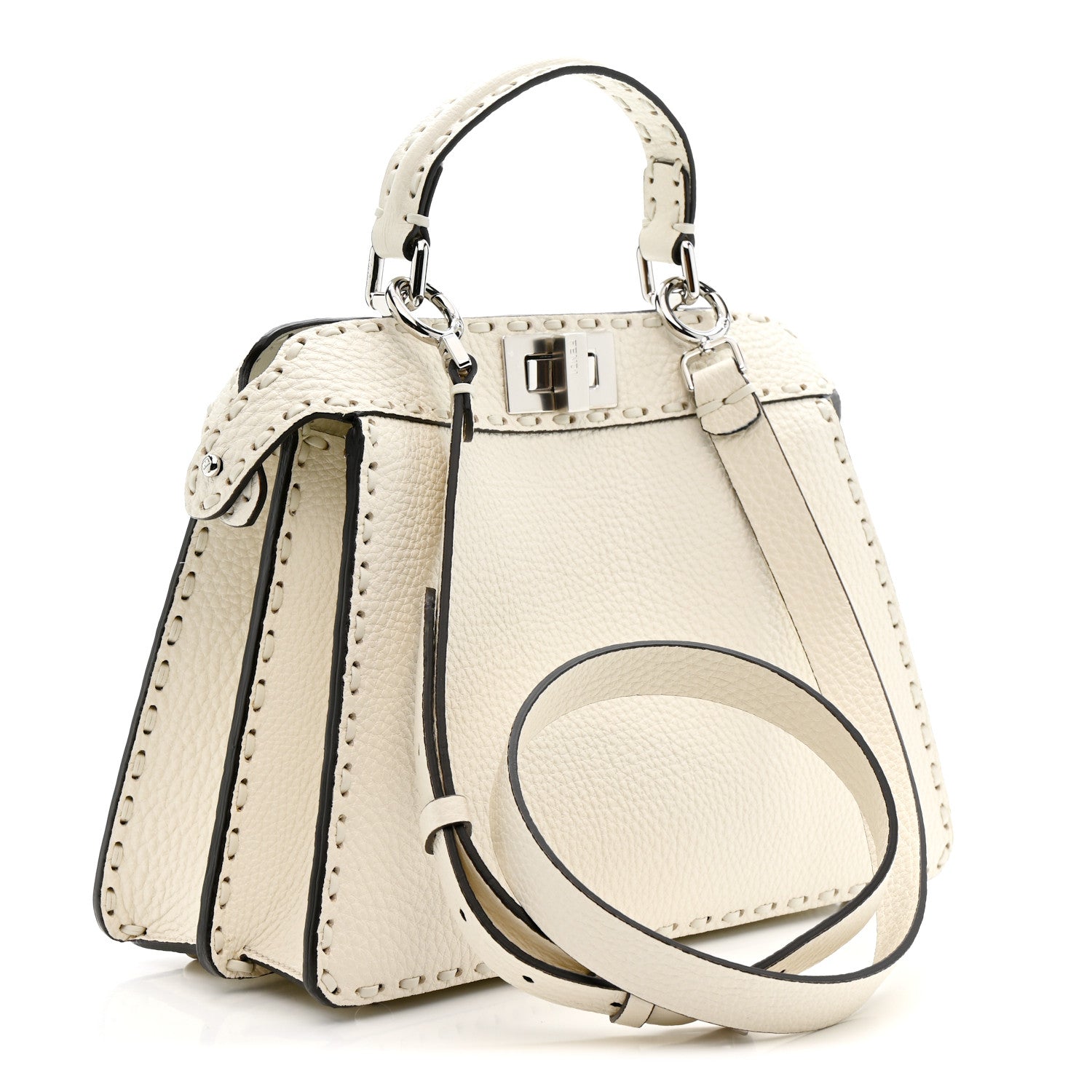 Fendi Cuoio Romano Selleria Chamois Small Peekaboo I SEE U Satchel White 3 of 12