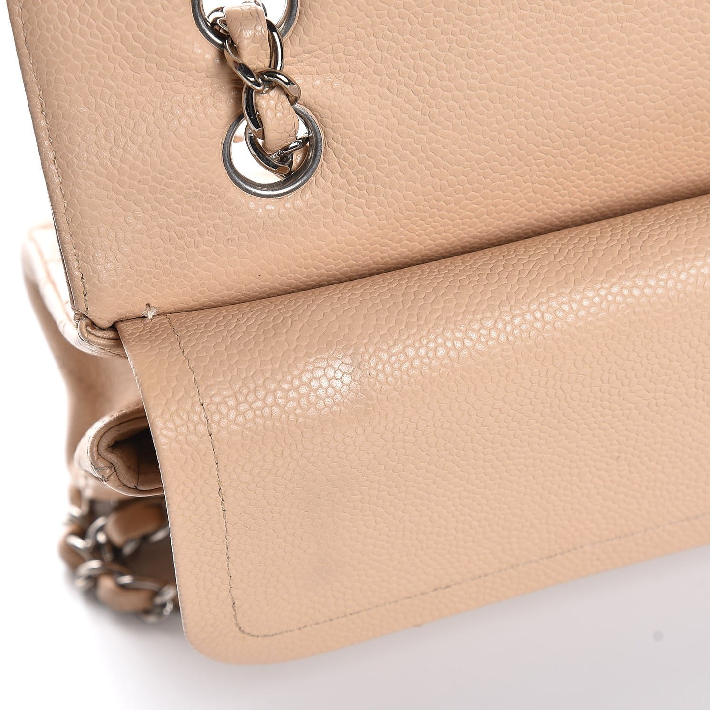 Caviar Quilted Medium Double Flap Beige Clair