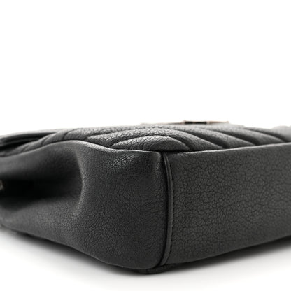 Saint Laurent Sheepskin Matelasse Chevron Monogram Medium College Bag Black 9 of 13