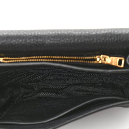 Prada Vitello Daino Double Strap Flap Crossbody Black 5 of 12