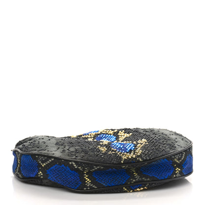 Versace Denim Embellished Snake Print Hobo Bag 4 of 9