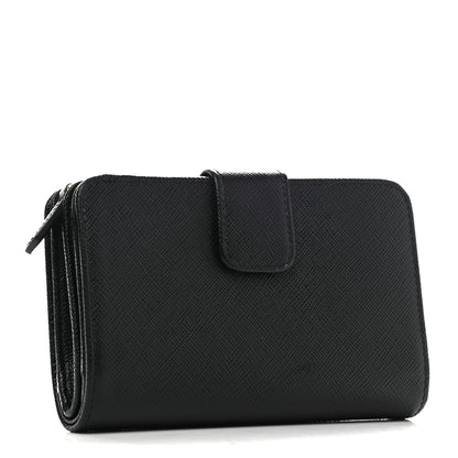Prada Saffiano Metal Compact Wallet Black 2 of 8