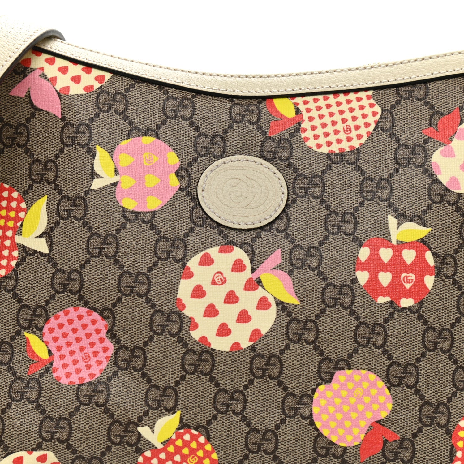 Gucci GG Supreme Monogram Les Pommes Small Ophidia Half Moon Hobo Beige Multicolor Mystic White 8 of 10