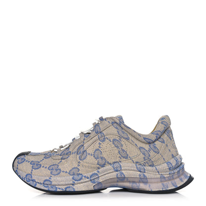 Gucci Ultralight Plume Calfskin Monogram Printed Mens Gucci Run Sneakers 9.5 Beige Blue 1 of 7