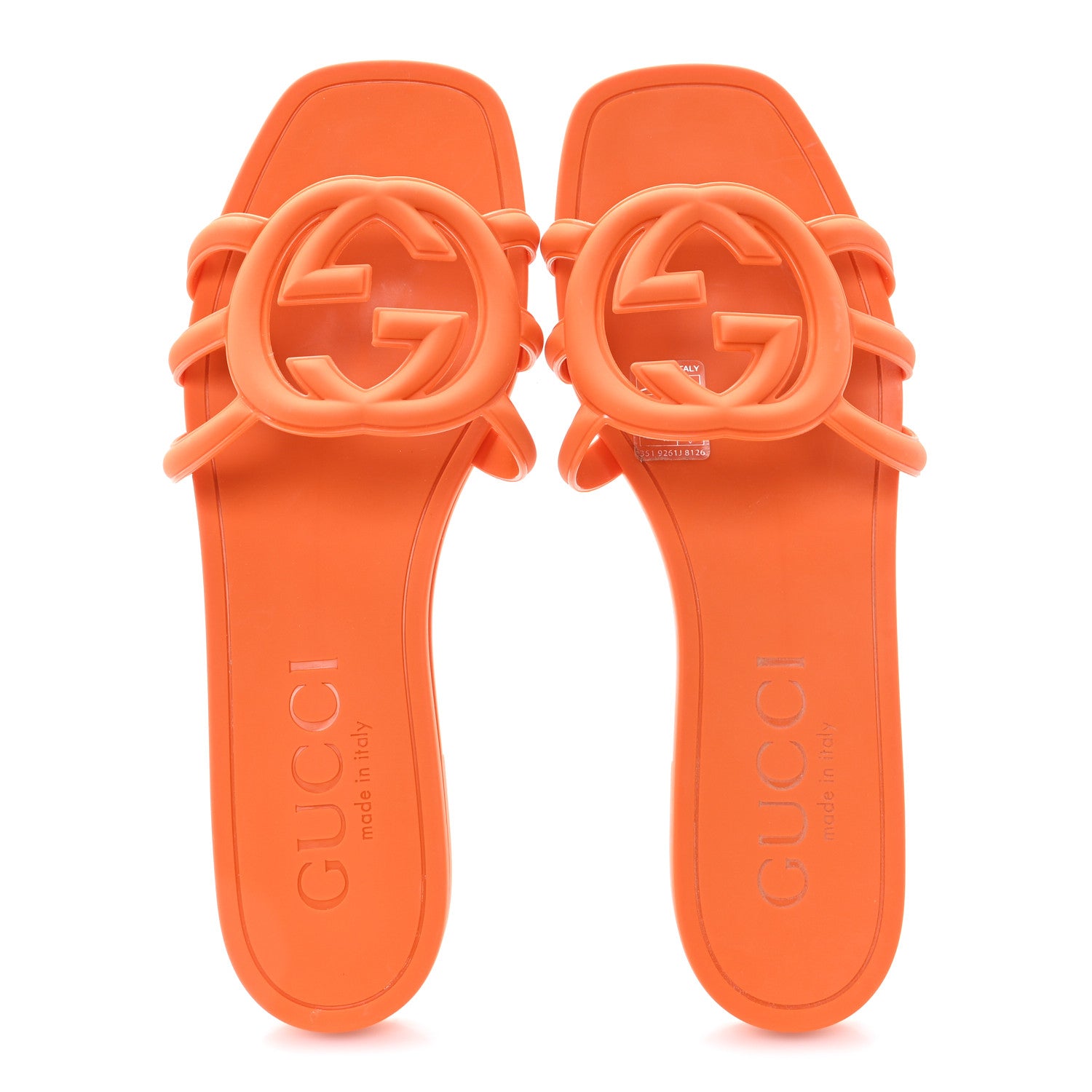 Gucci Rubber Interlocking G Womens Slide Sandals 38 Persimmon Orange 2 of 10
