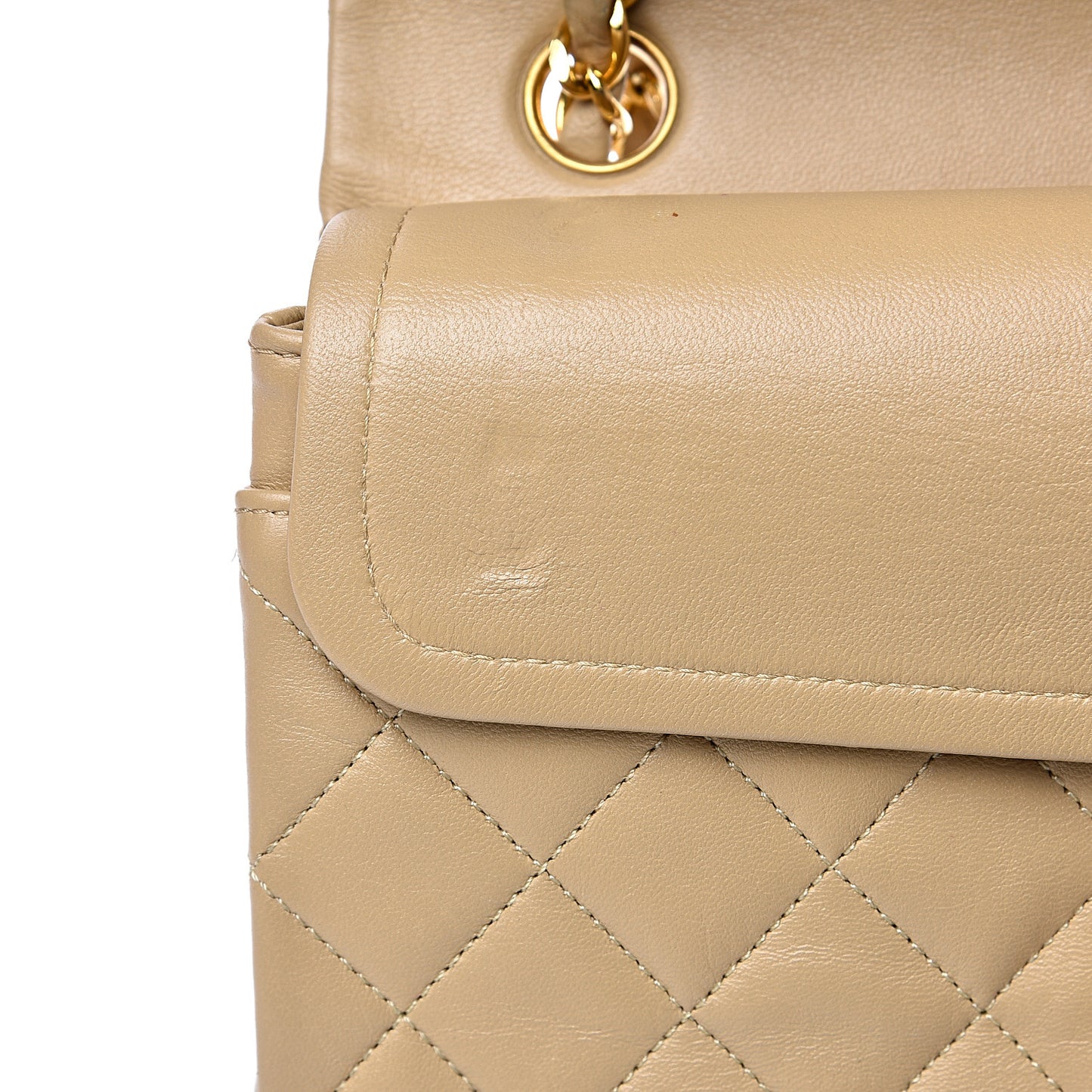 Lambskin Quilted Small Double Flap Beige