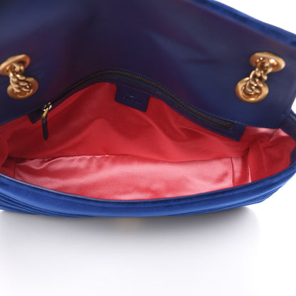 Gucci Velvet Matelasse Medium GG Marmont Shoulder Bag Cobalt Blue 5 of 9