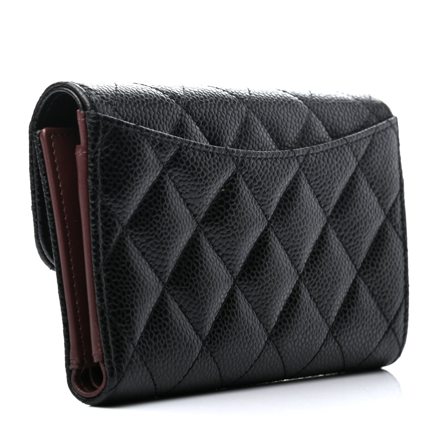 Caviar Quilted Medium Flap Wallet Black