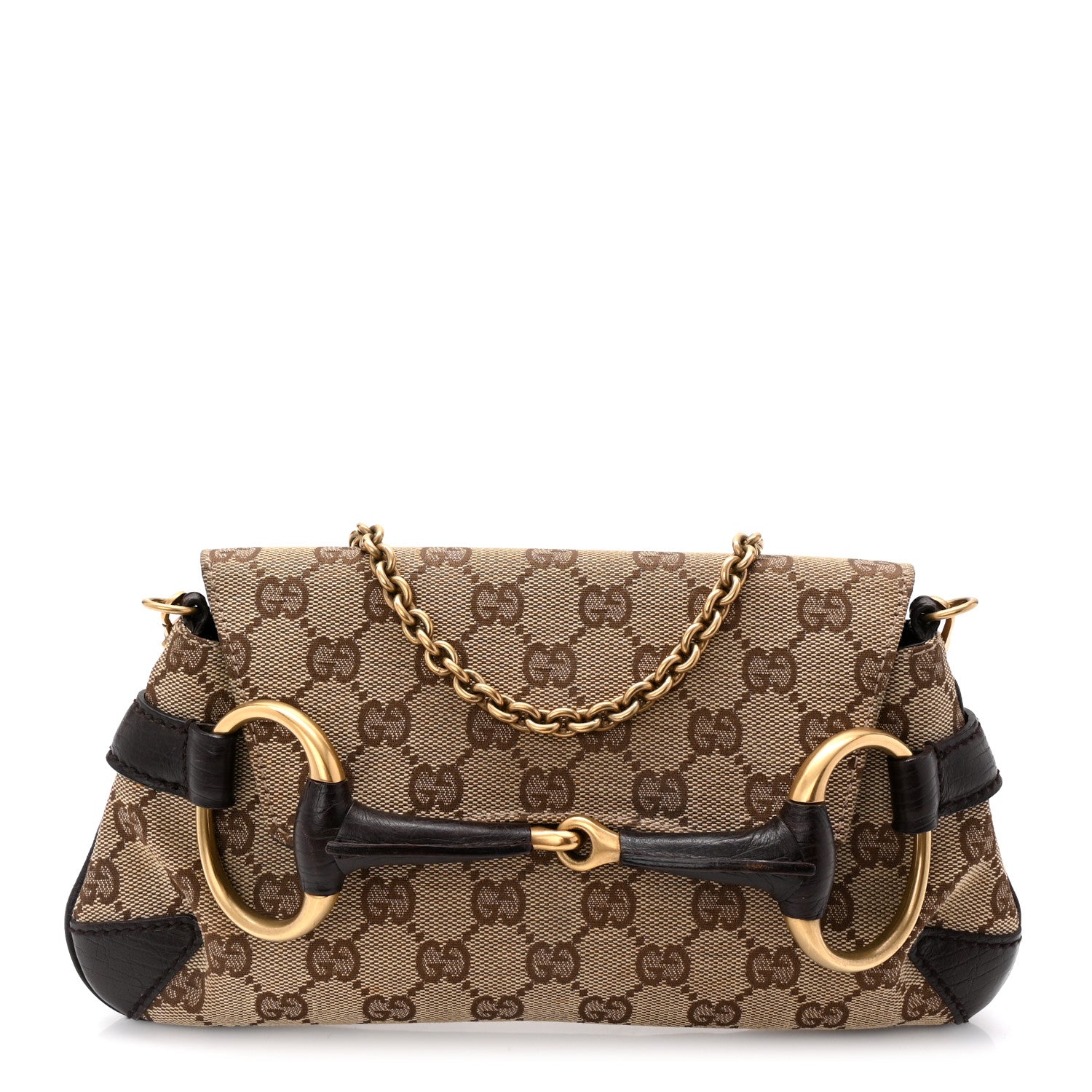 Gucci Monogram Horsebit Clutch Dark Brown 1 of 11
