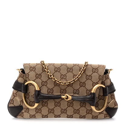 Gucci Monogram Horsebit Clutch Dark Brown 1 of 11