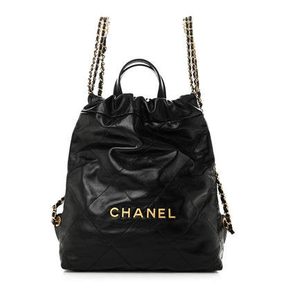 Chanel Shiny Calfskin Quilted Chanel 22 Backpack Black 1 of 10