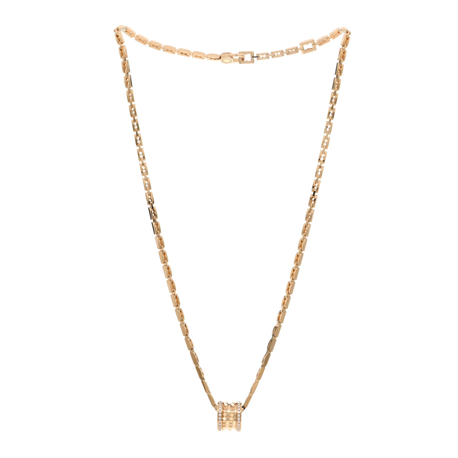Bulgari 18K Yellow Gold Diamond .29ctw B.Zero1 Rock Pendant Necklace 3 of 5