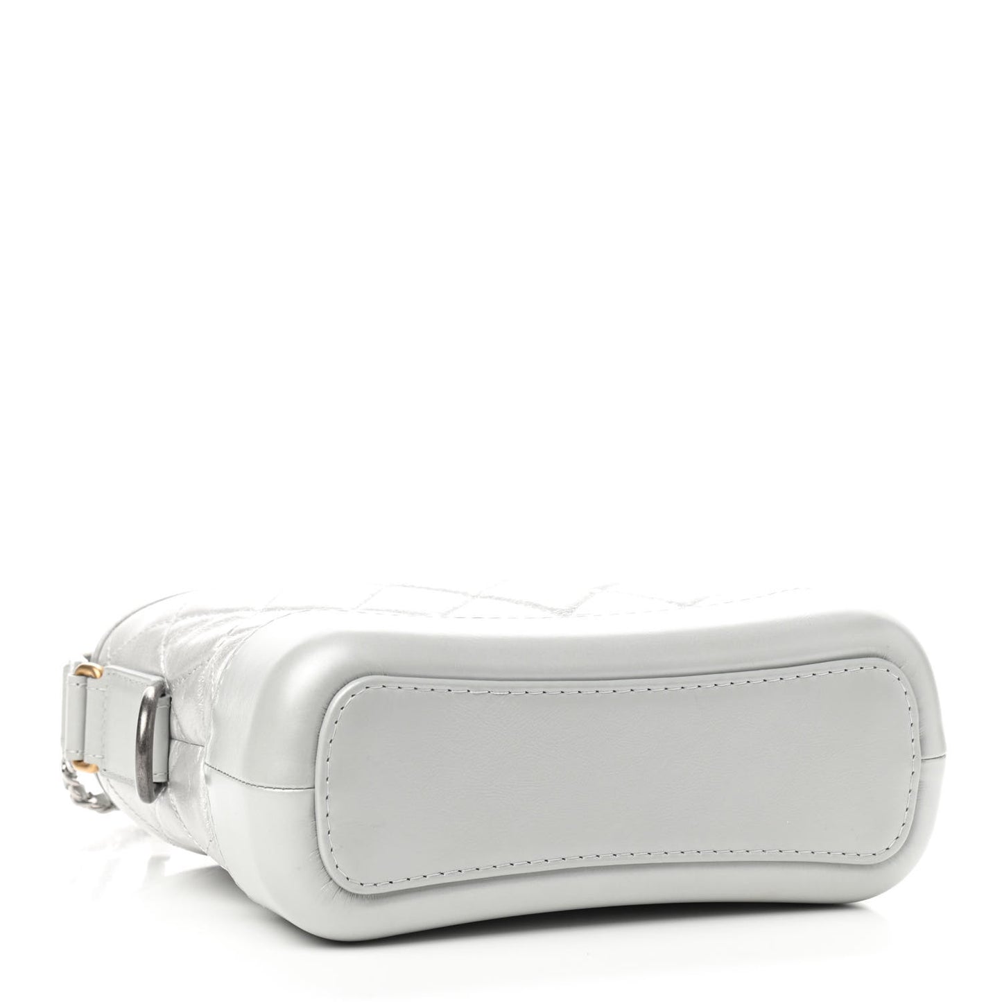 Metallic Aged Calfskin Quilted Small Gabrielle Hobo Light Silver