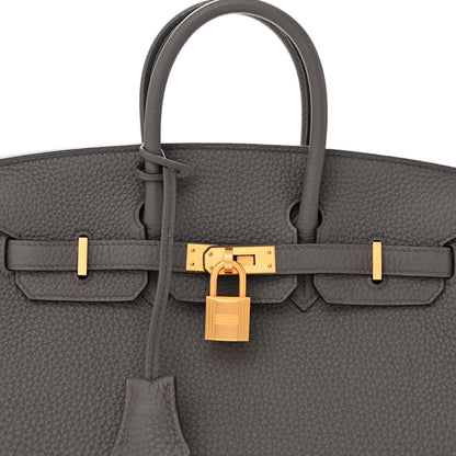 Hermes Togo Horseshoe Birkin 25 Etain Rose Extreme 8 of 12