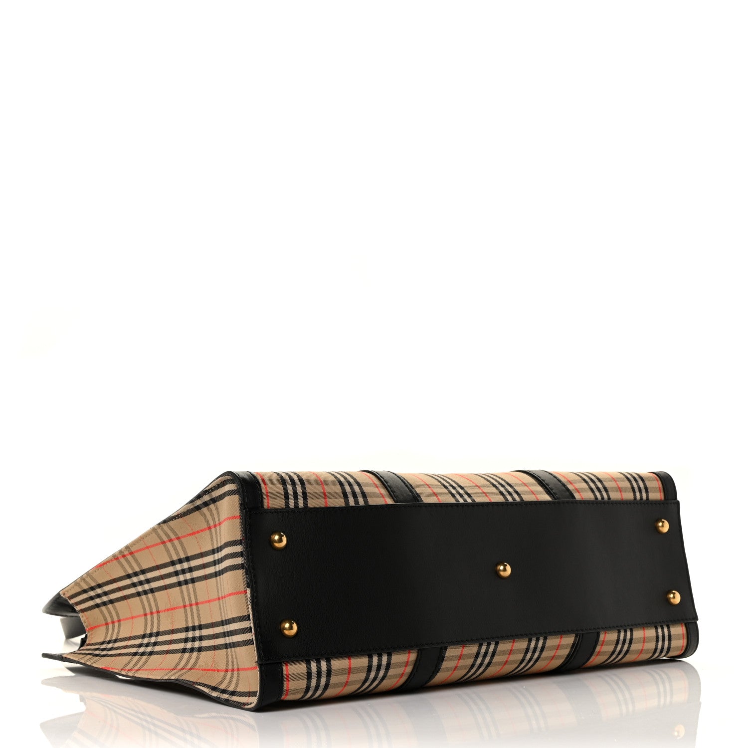 Burberry Calfskin 1983 Knight Check Link Zip Tote Black 4 of 9