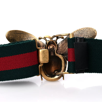 Gucci Canvas Web Queen Margaret Bee Belt 95 38 Red Green 3 of 5