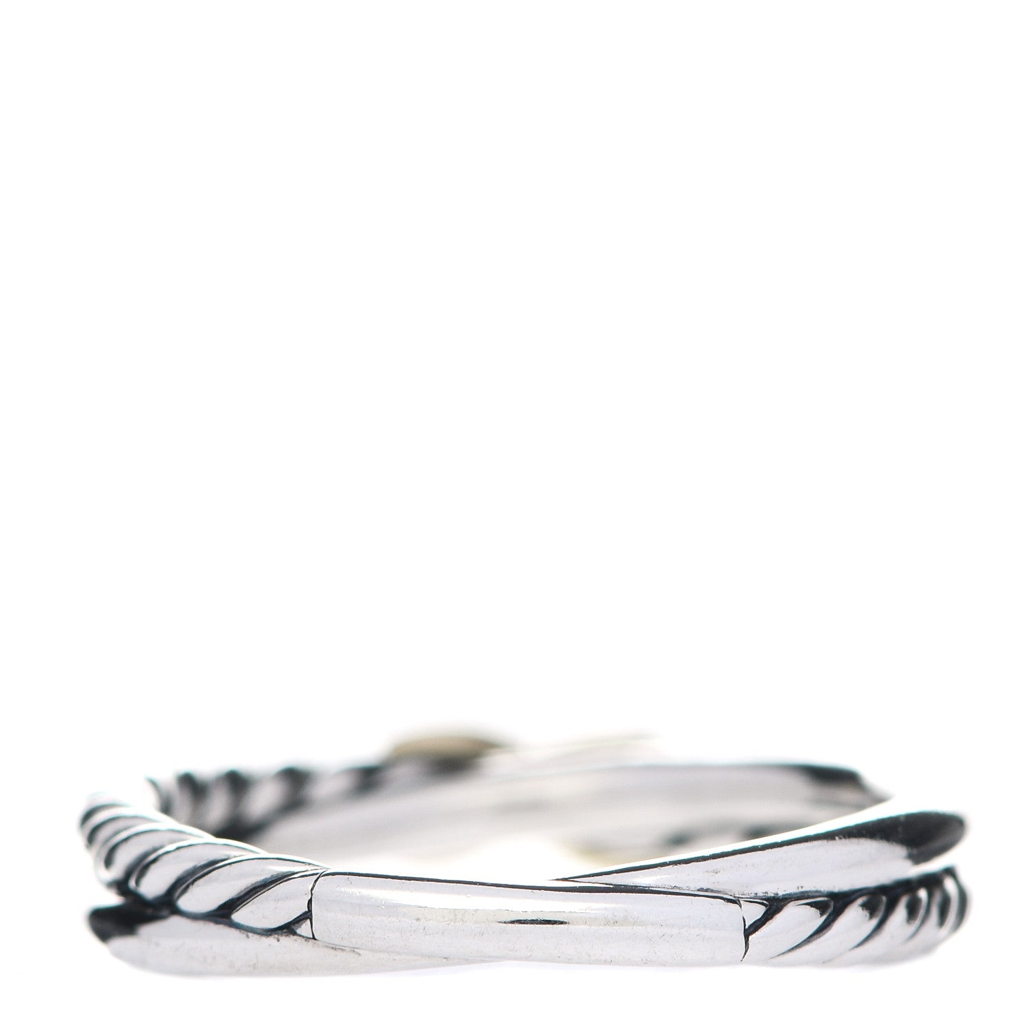 David Yurman Sterling Silver 18K Yellow Gold Petite X Crossover Ring 57 8 3 of 4