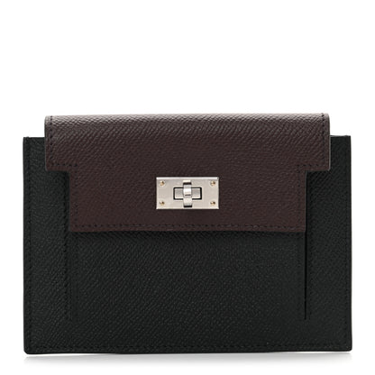 Hermes Epsom Tri-Color Kelly Pocket Compact Wallet Rouge Sellier Black Bleu Saphir 1 of 9